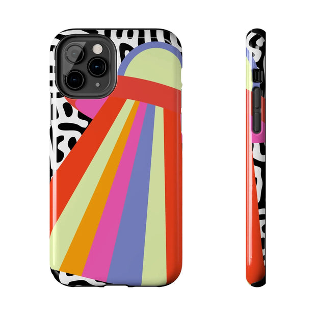 Retro Mod UFO Rainbow Beam Tough Phone Case LavenderCeleste