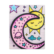 Kawaii Sun and Moon Doodle Matte Canvas Art Print LavenderCeleste