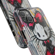 Goth Bow Cat Graffiti Pop Art Tough Phone Case LavenderCeleste