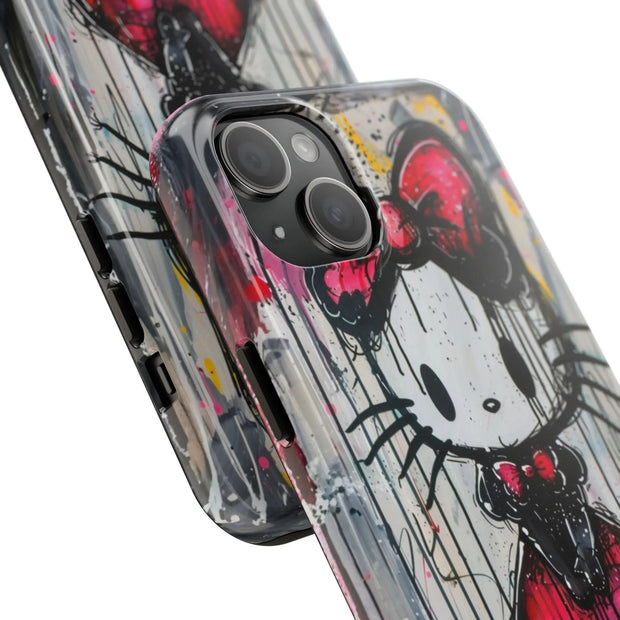 Goth Bow Cat Graffiti Pop Art Tough Phone Case LavenderCeleste
