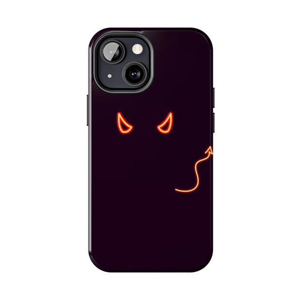 Neon Devil Eyes Tough Phone Case – Minimal Dark Glow Aesthetic Printify