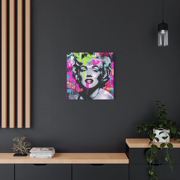 Marilyn Monroe Graffiti Matte Canvas – Neon Pop Art Street Style Wall Decor - LavenderCeleste