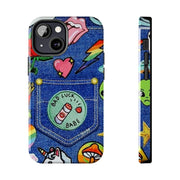 Retro Kidcore Denim Patch Tough Phone Case LavenderCeleste