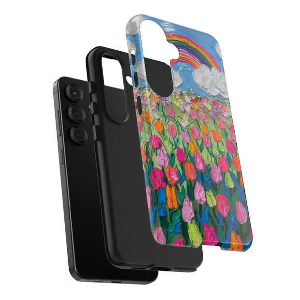 Rainbow Tulip Field Tough Phone Case LavenderCeleste