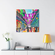 Vibrant New Orleans Jazz Street Matte Canvas – French Quarter Music Scene LavenderCeleste