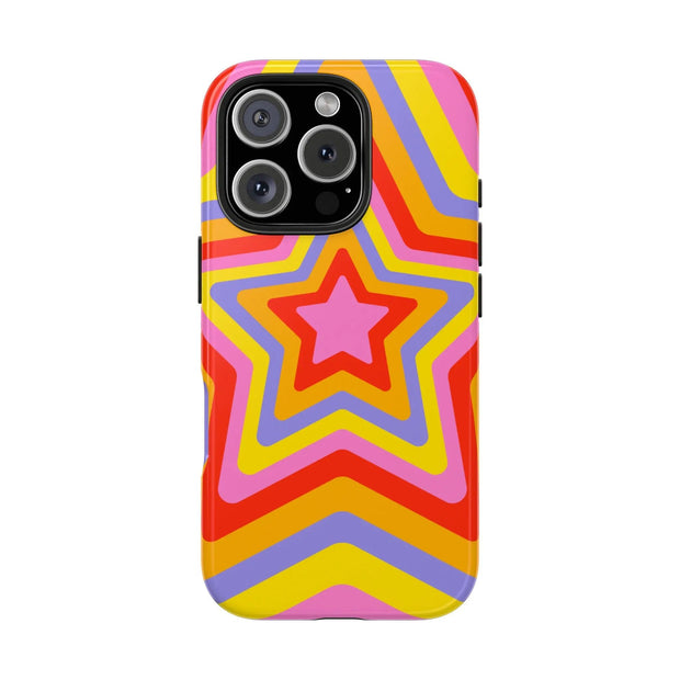 Retro Rainbow Star Groovy Tough Phone Case LavenderCeleste