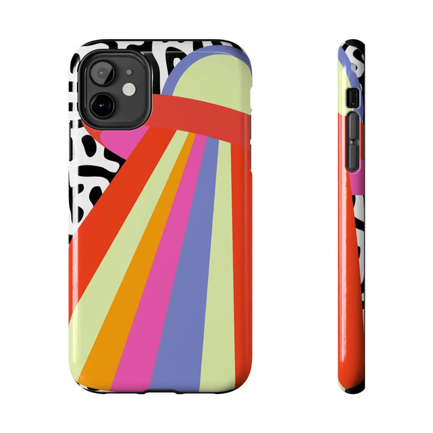 Retro Mod UFO Rainbow Beam Tough Phone Case LavenderCeleste