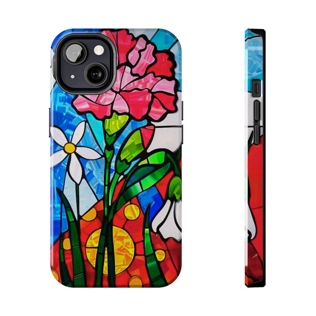 January Carnation Stained Glass Birth Flower Tough Phone Case