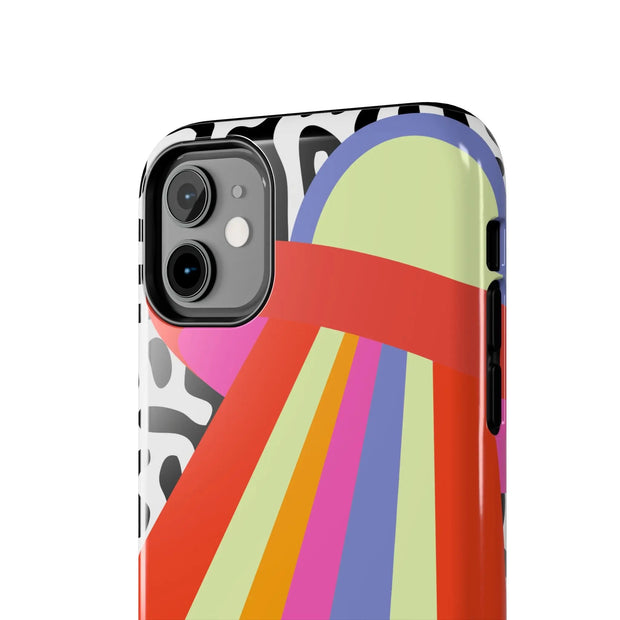 Retro Mod UFO Rainbow Beam Tough Phone Case LavenderCeleste