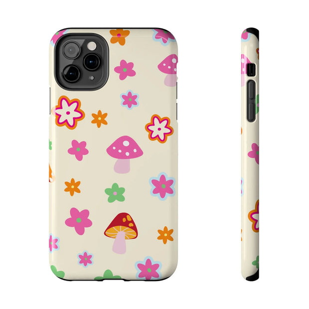 Retro Mushroom Flower Power Tough Phone Case LavenderCeleste