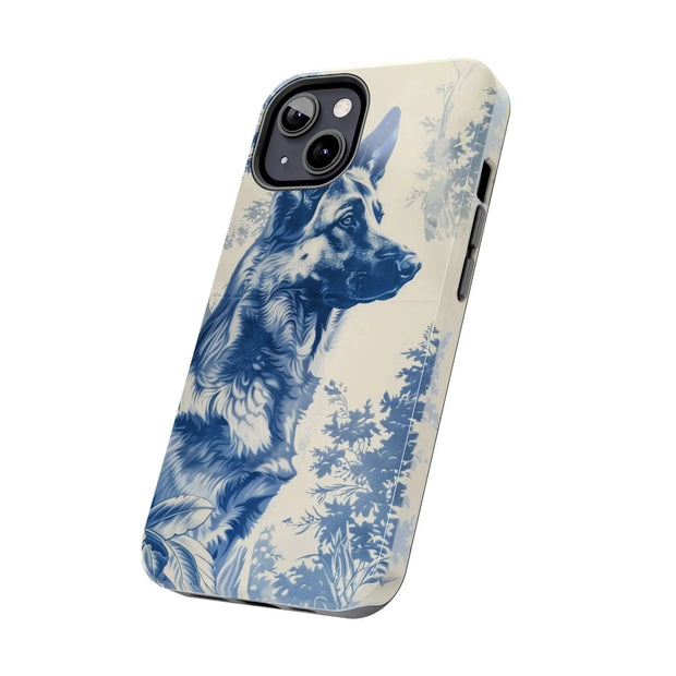 Blue Toile German Shepherd Scenic Tough Phone Case LavenderCeleste