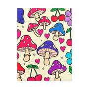 Kawaii Mushroom Cherry Flower Matte Canvas Print LavenderCeleste