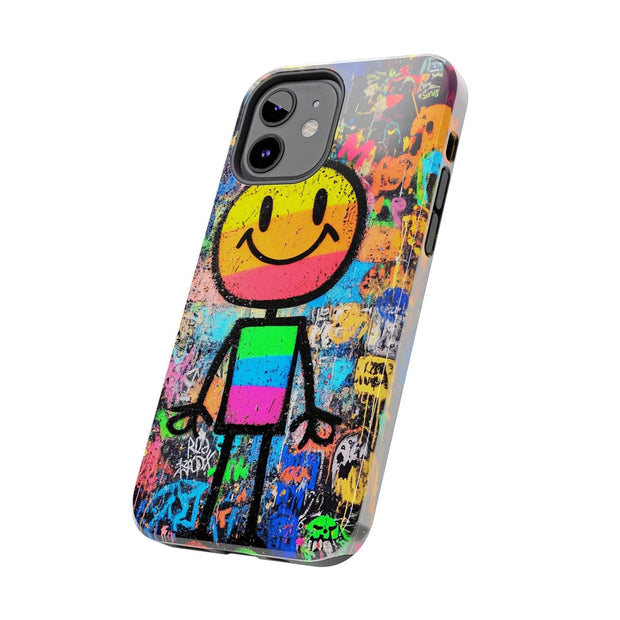 Rainbow Graffiti Smiley Tough Phone Case LavenderCeleste