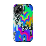 Trippy Technicolor Drip Retro Tough Phone Case LavenderCeleste