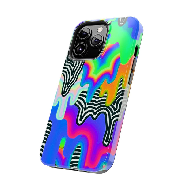 Trippy Technicolor Drip Retro Tough Phone Case LavenderCeleste