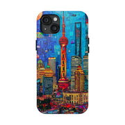 Shanghai Skyline Collage Pop Art Tough Phone Case LavenderCeleste
