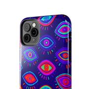 Trippy Neon Evil Eye Protective Tough Phone Case LavenderCeleste