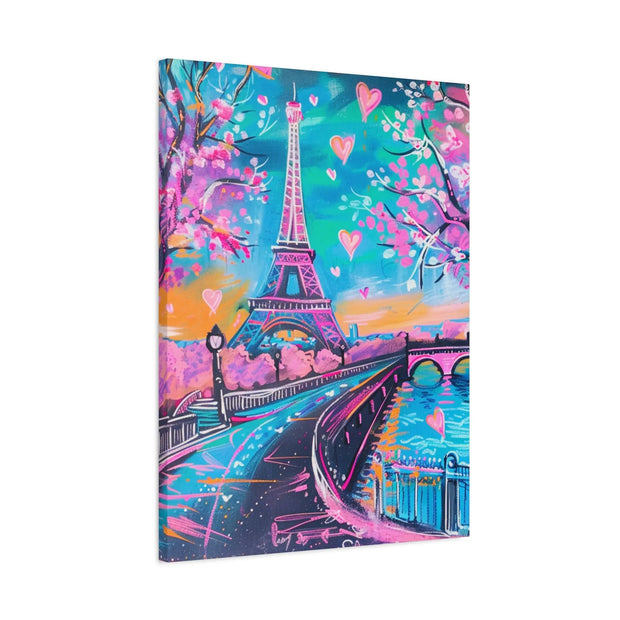 Pink Paris Eiffel Tower Dreamy Matte Canvas Art LavenderCeleste