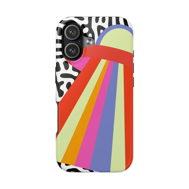 Retro Mod UFO Rainbow Beam Tough Phone Case LavenderCeleste