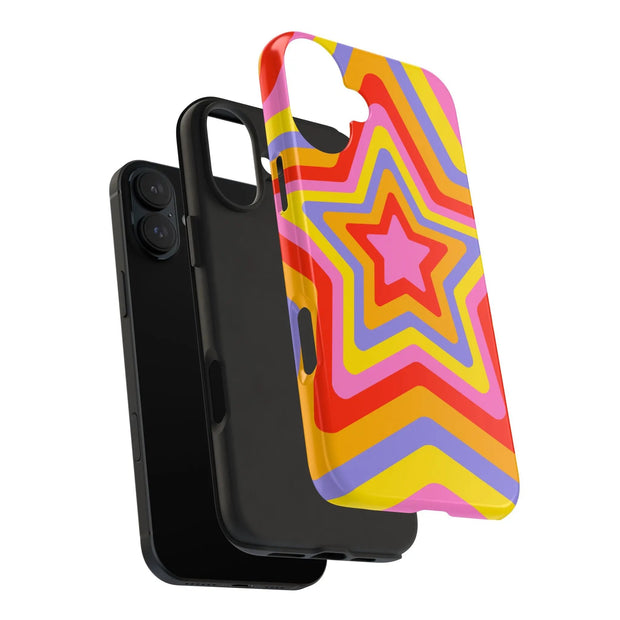 Retro Rainbow Star Groovy Tough Phone Case LavenderCeleste