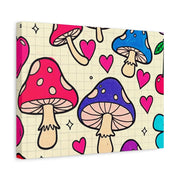 Kawaii Mushroom Cherry Flower Matte Canvas Print LavenderCeleste