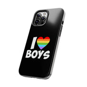 I Love Boys Pride Tough Phone Case – LGBTQ+ Rainbow Heart Design
