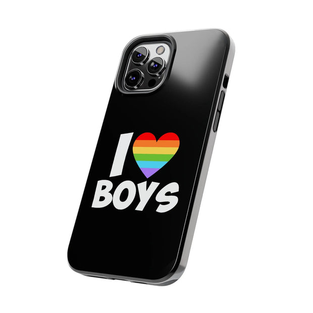 I Love Boys Pride Tough Phone Case – LGBTQ+ Rainbow Heart Design