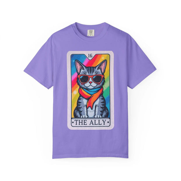 The Ally Pride Cat Tarot Comfort Colors Tee LavenderCeleste