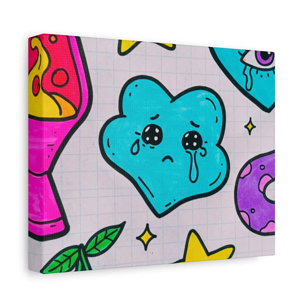 Kawaii Lava Lamp Sad Cloud Snake Matte Canvas Print LavenderCeleste