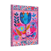 Whimsical Pink Blue Floral Matte Canvas Art LavenderCeleste