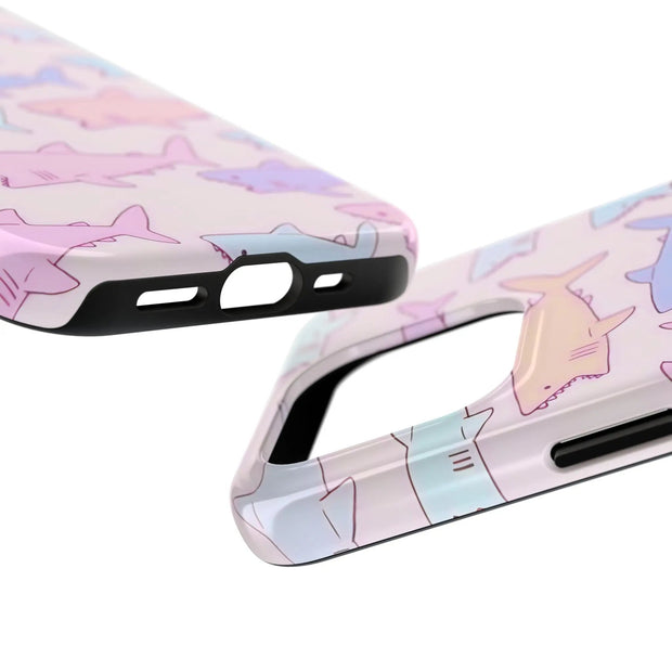 Pastel Shark Pattern Tough Phone Case LavenderCeleste
