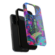 Neon Bones Fantasy Tough Phone Case | Vivid Gothic Art | Surreal Colorful Skeleton Aesthetic Cover WOYC