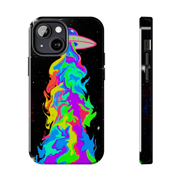 Psychedelic Neon UFO Abduction Tough Phone Case LavenderCeleste