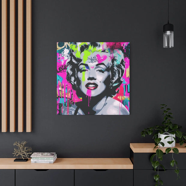 Marilyn Monroe Graffiti Matte Canvas – Neon Pop Art Street Style Wall Decor - LavenderCeleste