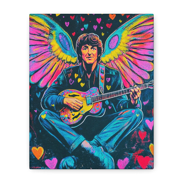 Psychedelic Guitar Angel Matte Canvas Art LavenderCeleste
