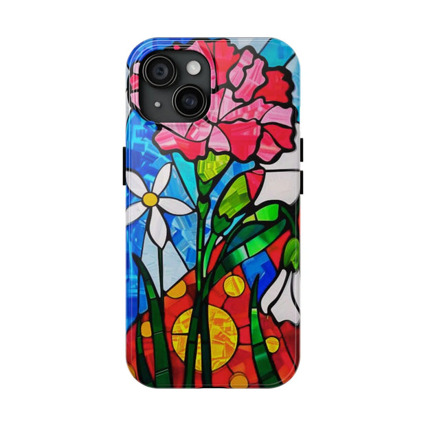 January Carnation Stained Glass Birth Flower Tough Phone Case