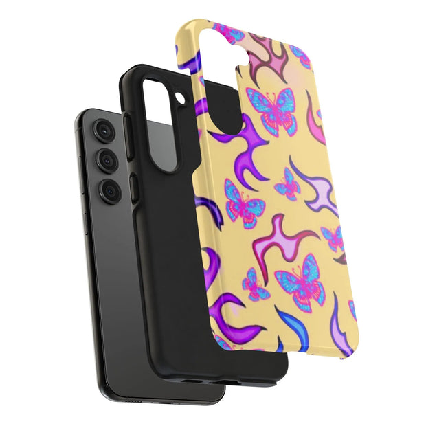 Y2K Butterfly Flames Retro Tough Phone Case LavenderCeleste