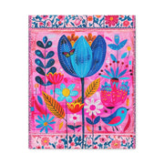 Whimsical Pink Blue Floral Matte Canvas Art - LavenderCeleste