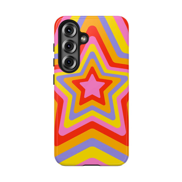 Retro Rainbow Star Groovy Tough Phone Case LavenderCeleste