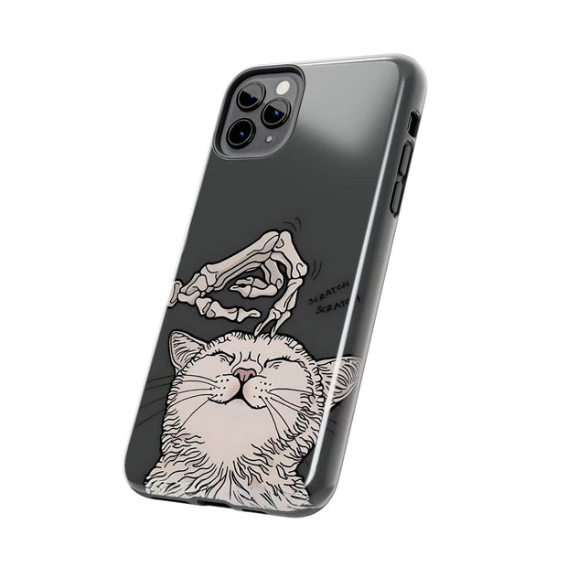 Skeleton Scratch Cat Gothic Humor Tough Phone Case LavenderCeleste