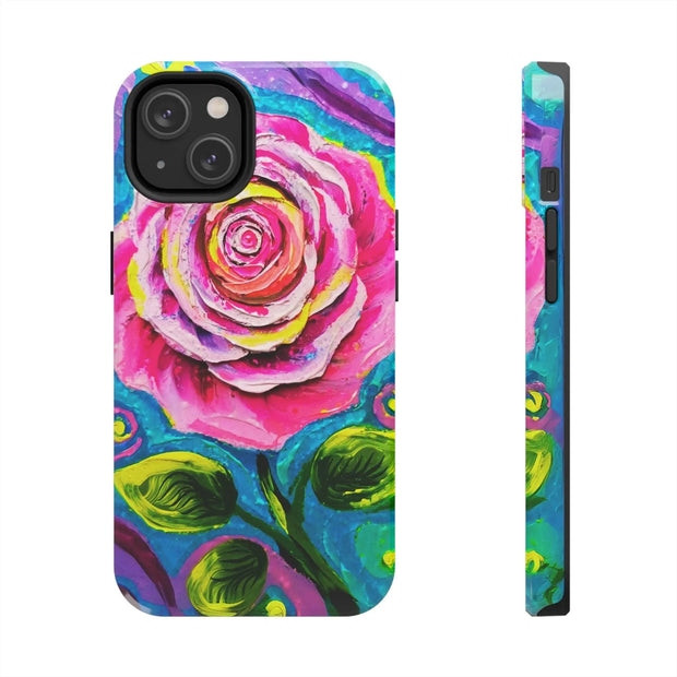 Vibrant Pink Rose Abstract Tough Phone Case LavenderCeleste