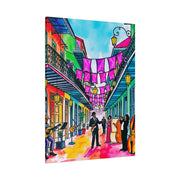 Vibrant New Orleans Jazz Street Matte Canvas – French Quarter Music Scene LavenderCeleste