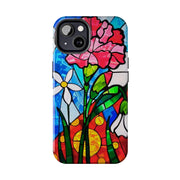 January Carnation Stained Glass Birth Flower Tough Phone Case
