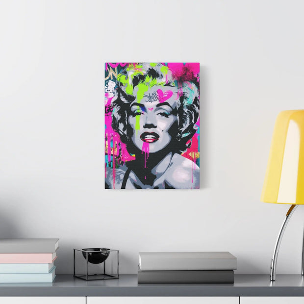 Marilyn Monroe Graffiti Matte Canvas – Neon Pop Art Street Style Wall Decor - LavenderCeleste