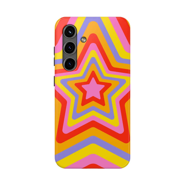 Retro Rainbow Star Groovy Tough Phone Case LavenderCeleste