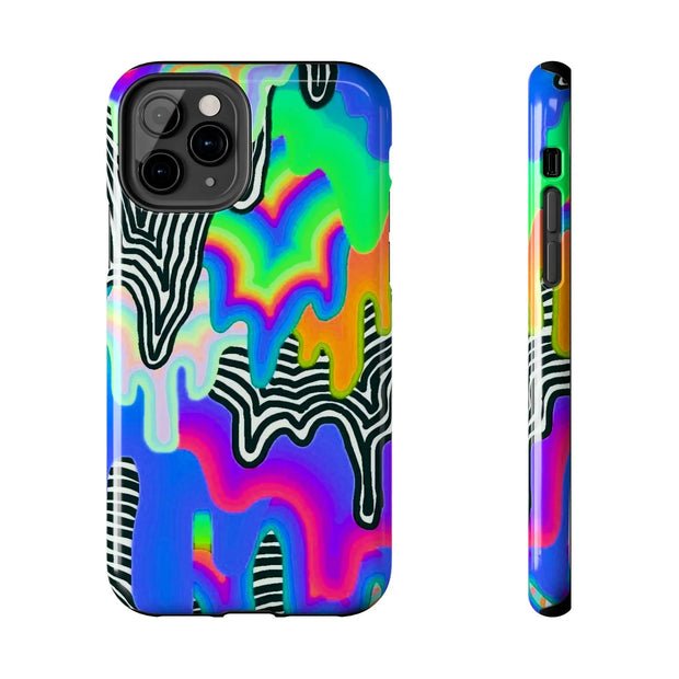 Trippy Technicolor Drip Retro Tough Phone Case LavenderCeleste