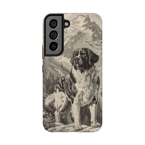 Saint Bernard Toile de Jouy Vintage Tough Phone Case LavenderCeleste