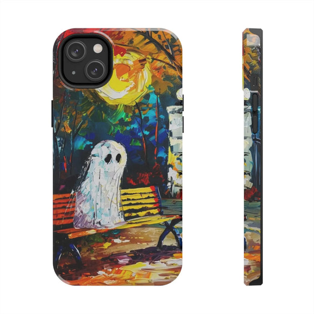 Lonely Ghost Tough Phone Case – Abstract Fall Park Bench Painting