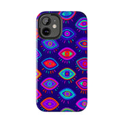 Trippy Neon Evil Eye Protective Tough Phone Case LavenderCeleste