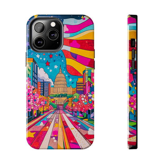 Washington DC Psychedelic Capitol Rainbow Tough Phone Case LavenderCeleste